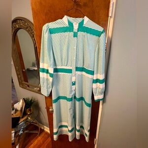 Green and white dress!